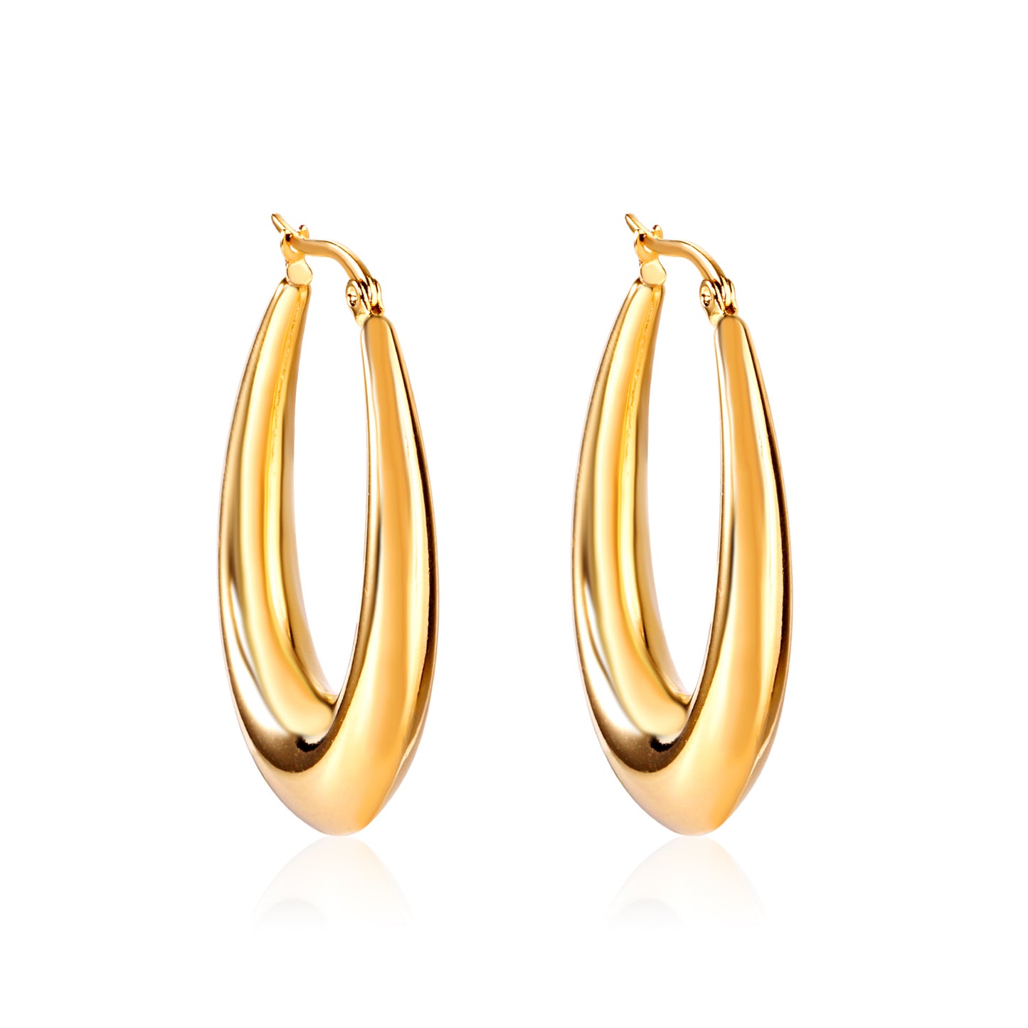 Wholesale 18K Gold Large Curved Earrings for Jewelry Suppliers Elegant Design