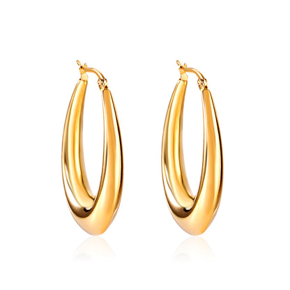 Wholesale 18K Gold Large Curved Earrings for Jewelry Suppliers Elegant Design
