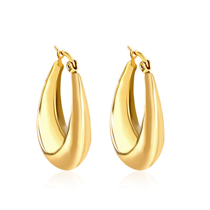 Wholesale 18K Gold Large Curved Earrings for Jewelry Suppliers Elegant Design