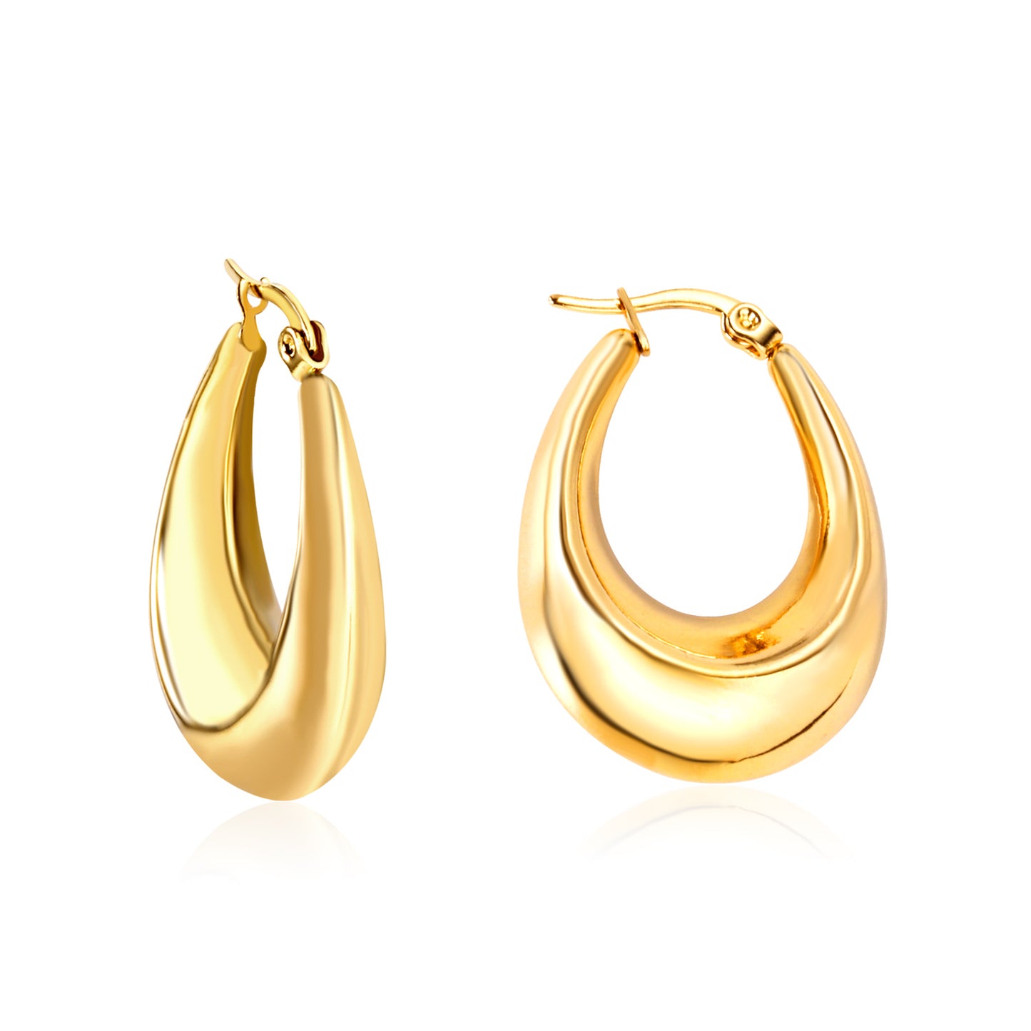 Wholesale 18K Gold Large Curved Earrings for Jewelry Suppliers Elegant Design
