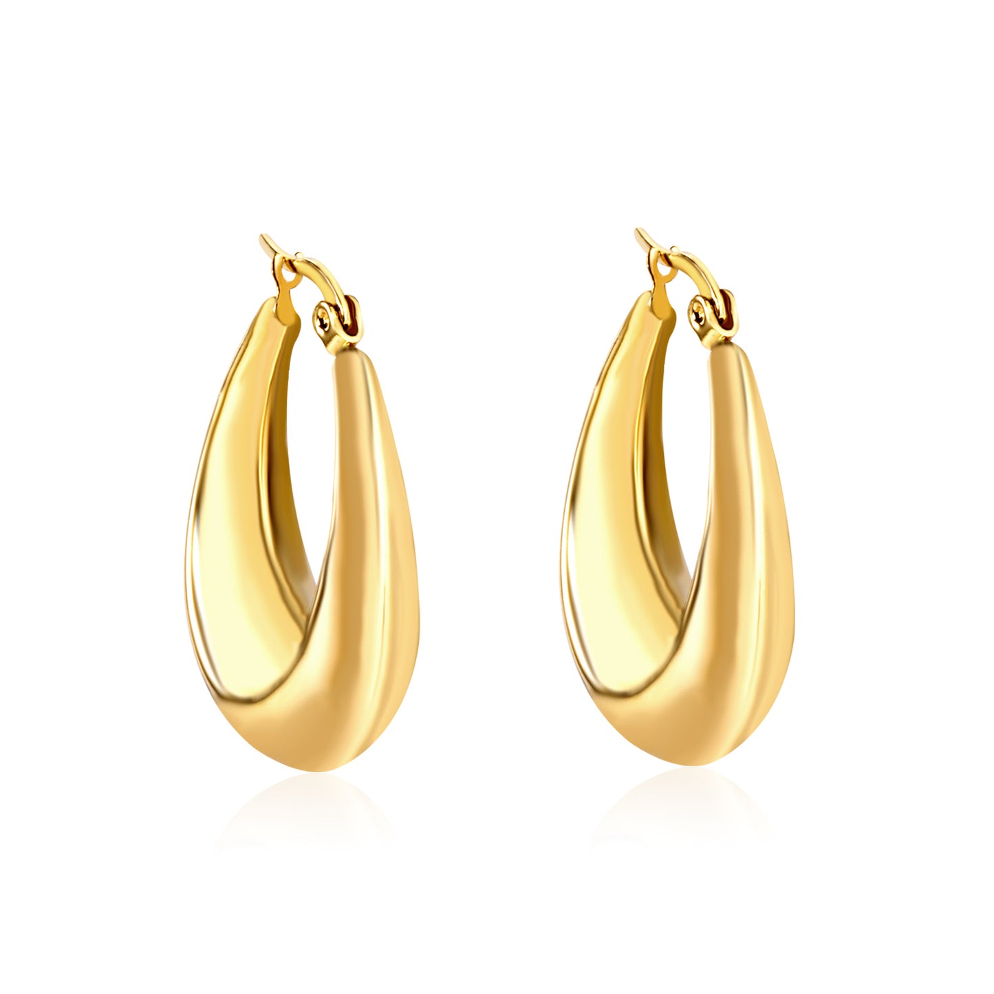 Wholesale 18K Gold Large Curved Earrings for Jewelry Suppliers Elegant Design