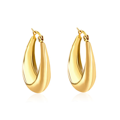 Wholesale 18K Gold Large Curved Earrings for Jewelry Suppliers Elegant Design