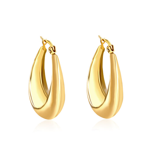 Wholesale 18K Gold Large Curved Earrings for Jewelry Suppliers Elegant Design