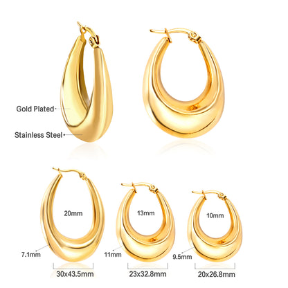 Wholesale 18K Gold Large Curved Earrings for Jewelry Suppliers Elegant Design