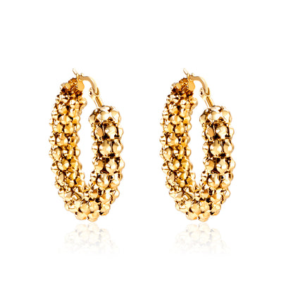 Wholesale 18K Gold Cluster Hoop Earrings Luxurious Design