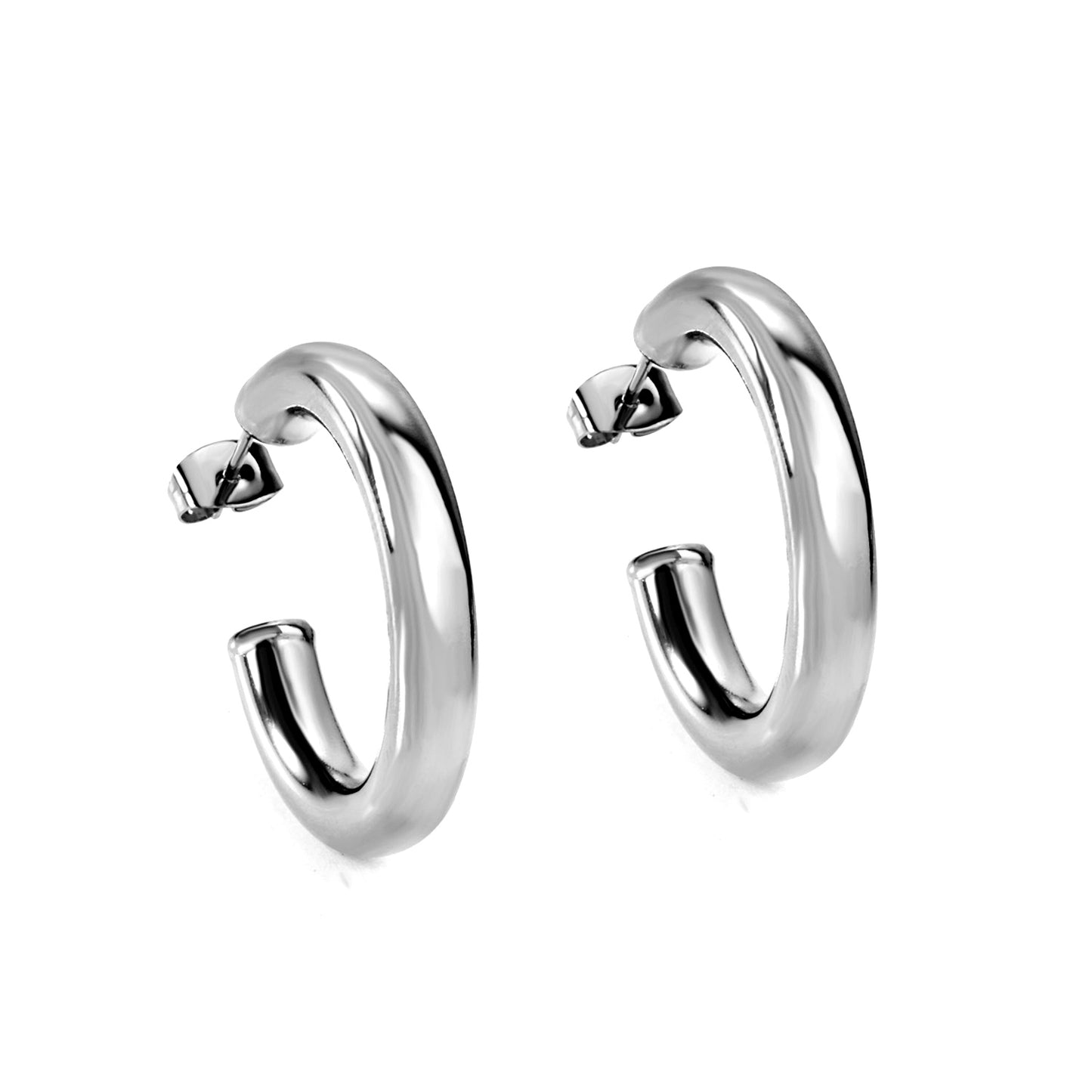 Wholesale Stainless Steel Half Round Earrings Sparkling Design
