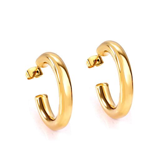 Wholesale Stainless Steel Half Round Earrings Sparkling Design