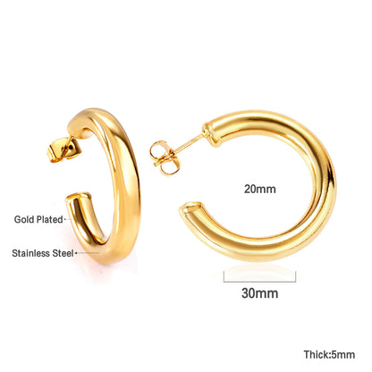 Wholesale Stainless Steel Half Round Earrings Sparkling Design