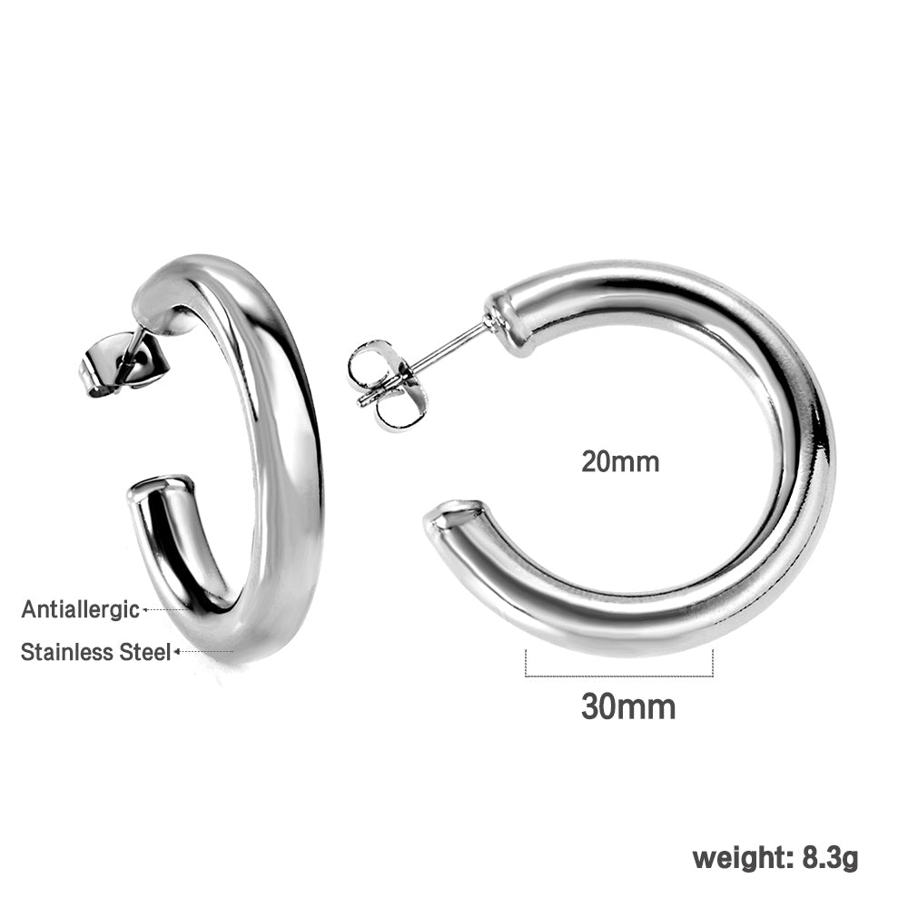 Wholesale Stainless Steel Half Round Earrings Sparkling Design
