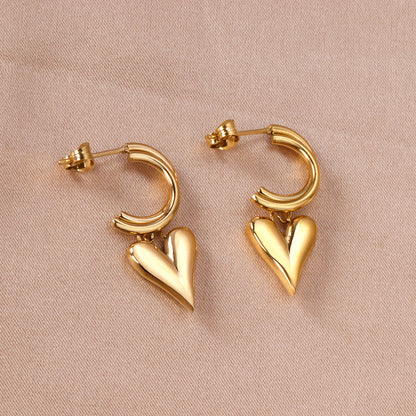 Wholesale 18K Gold Simple Heart Stud Earrings