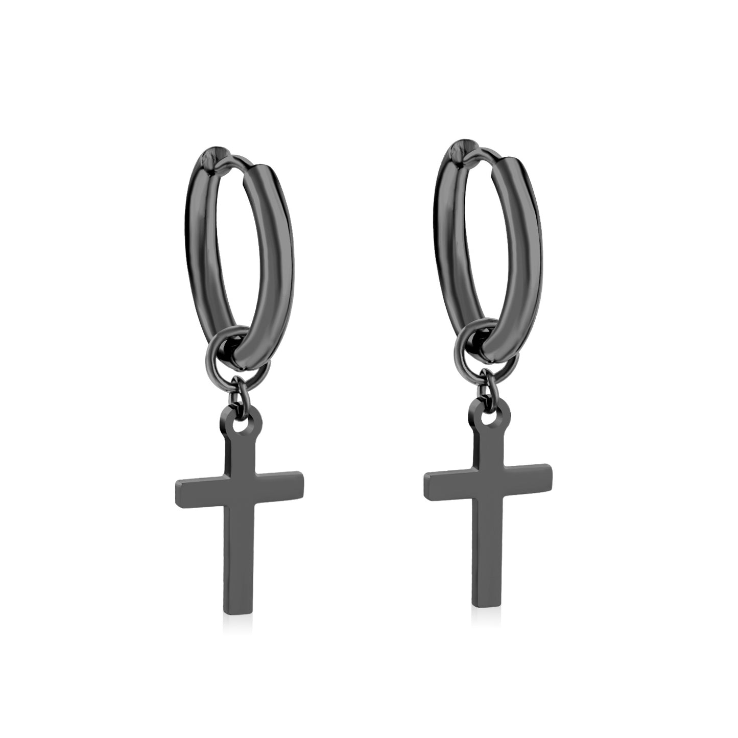 Bulk 18K Gold Cross Drop Hoop Earrings Hypoallergenic