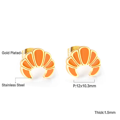 Wholesale 18K Gold Croissant Earrings Bakery Theme Hypoallergenic