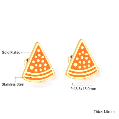 Wholesale Stainless Steel Orange Pizza Cut Earrings