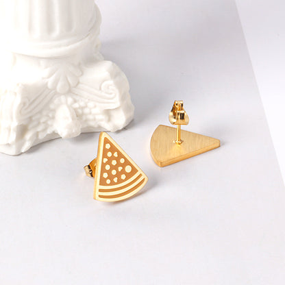 Wholesale Stainless Steel Orange Pizza Cut Earrings