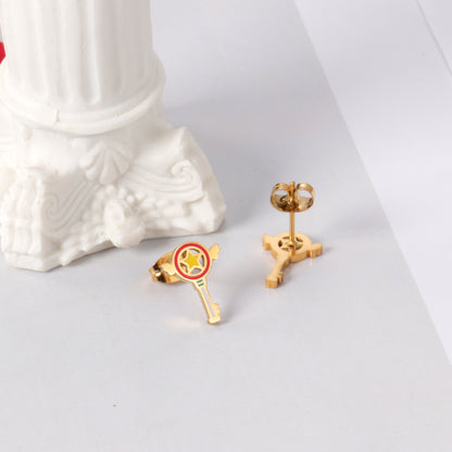 Wholesale Stainless Steel Mixed Color Magic Wand Cut Earrings