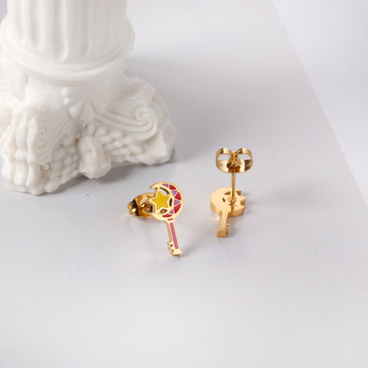 Wholesale Stainless Steel Mixed Color Staff Cut Earrings