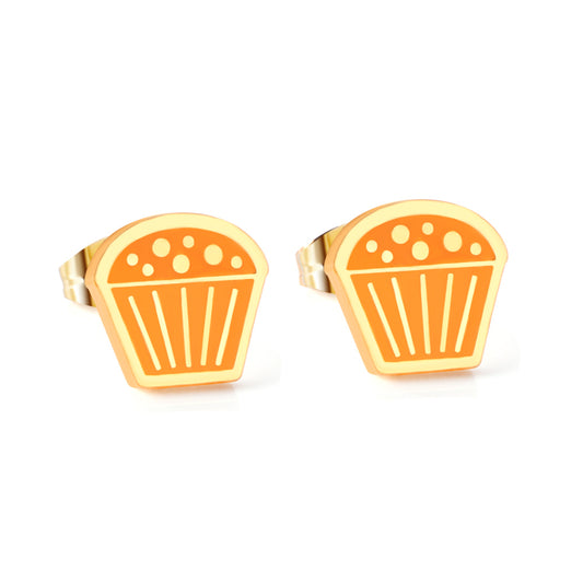 Wholesale 18K Gold Cupcake Studs Baking earrings