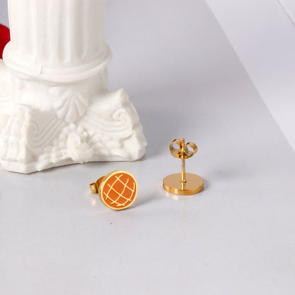 Bulk 18K Gold Orange Studs Citrus Design Hypoallergenic