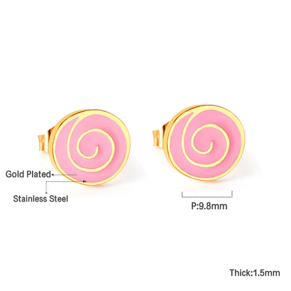 Bulk 18K Gold Pink Swirl Earrings Trendy Design Hypoallergenic