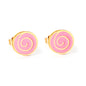 Bulk 18K Gold Pink Swirl Earrings Trendy Design Hypoallergenic