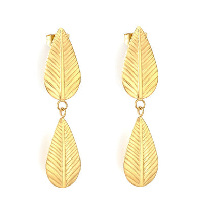 Minimalist Leaf Motif Earrings | Hypoallergenic 304L Steel Gift