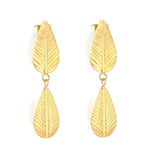 Minimalist Leaf Motif Earrings | Hypoallergenic 304L Steel Gift