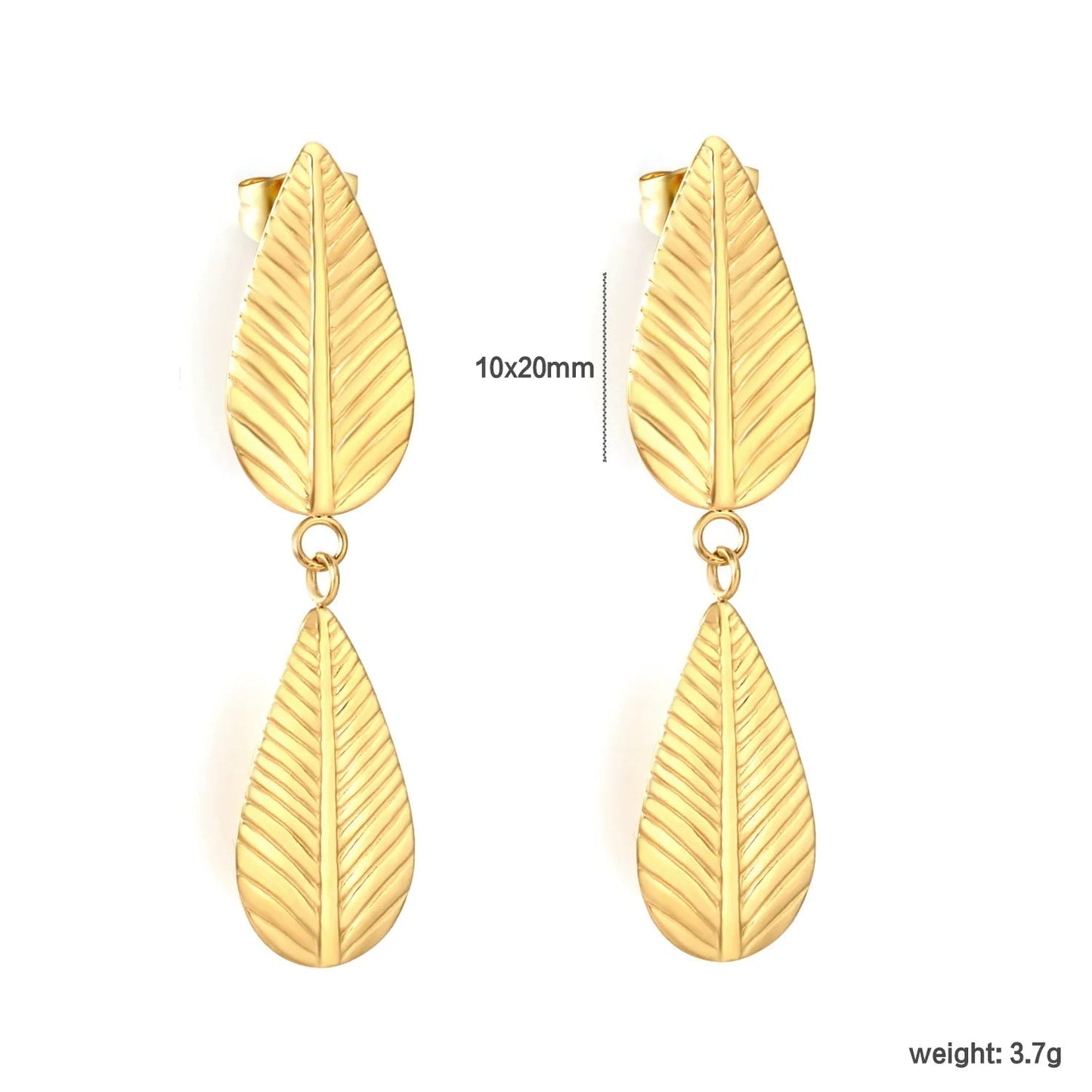 Minimalist Leaf Motif Earrings | Hypoallergenic 304L Steel Gift