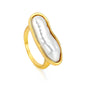 Minimalist Long Pearl Ring 304L Stainless Steel Gold Plated 5.4g