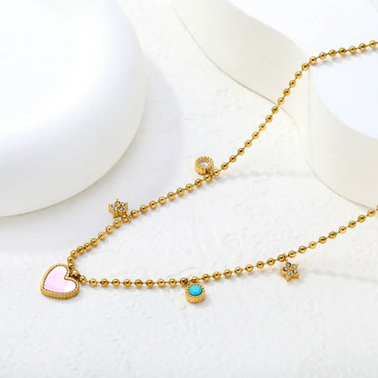 Minimalist Pink MOP Necklace | 304L Steel Gold Plated Office Wear 4.8g