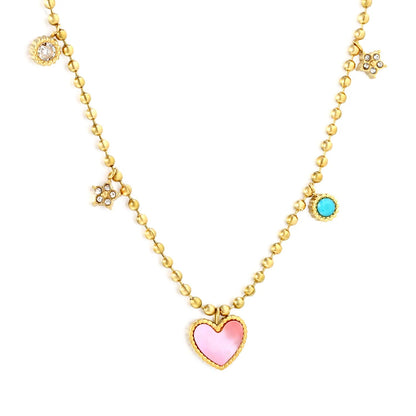 Minimalist Pink MOP Necklace | 304L Steel Gold Plated Office Wear 4.8g