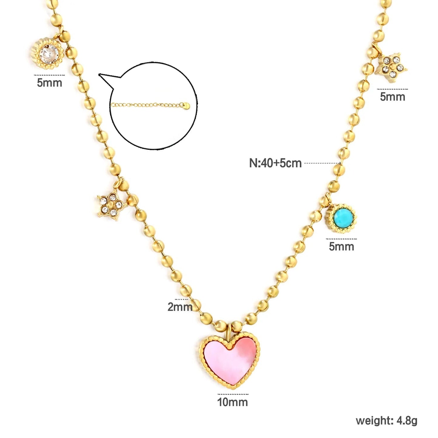 Minimalist Pink MOP Necklace | 304L Steel Gold Plated Office Wear 4.8g