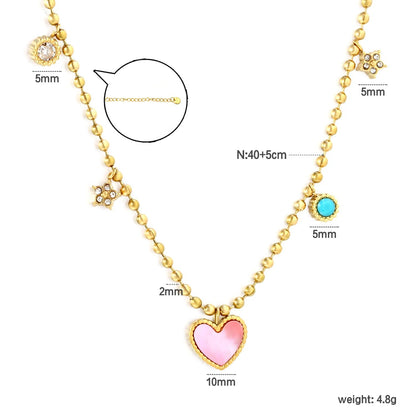 Minimalist Pink MOP Necklace | 304L Steel Gold Plated Office Wear 4.8g