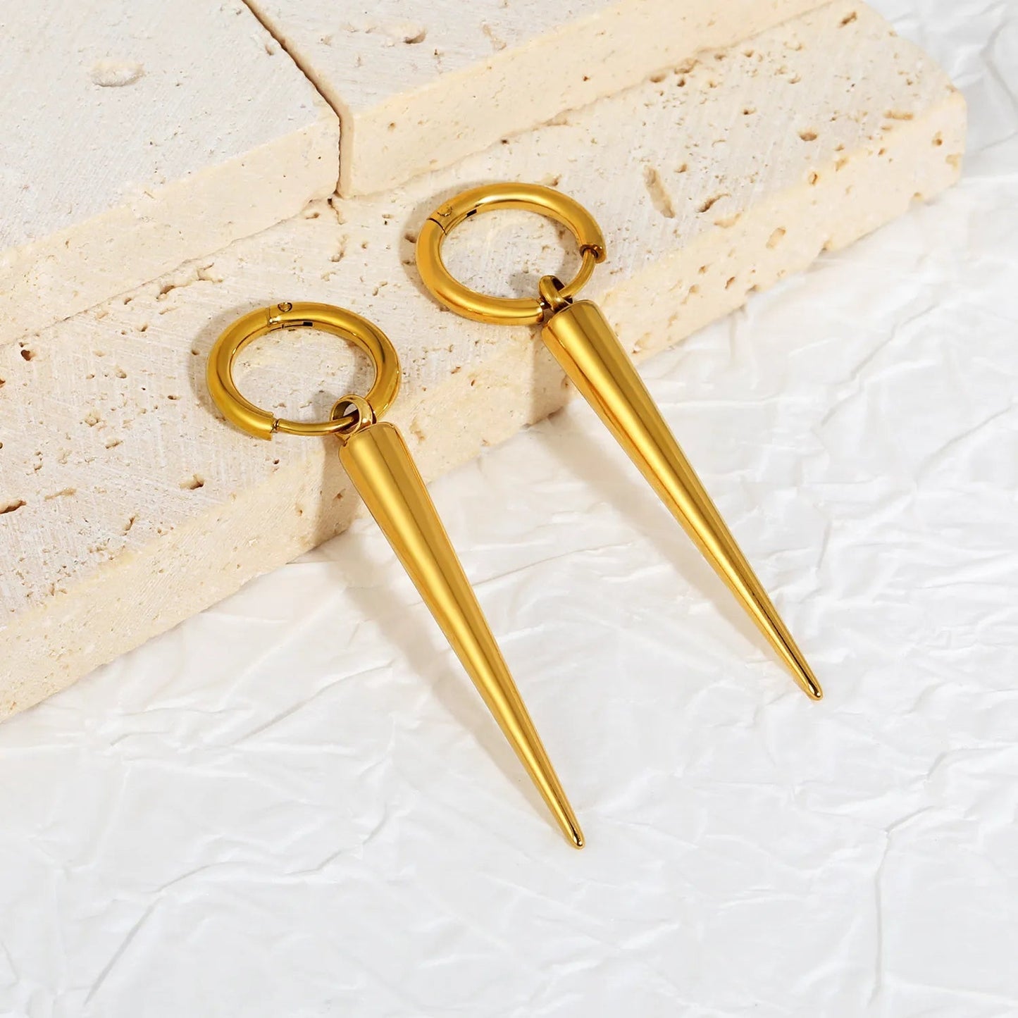 Minimalist Punk Spike Earrings | Tarnish-Free Textured Jewelry