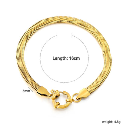 Minimalist Snake Chain Bracelet 304L Stainless Steel Gold 16cm
