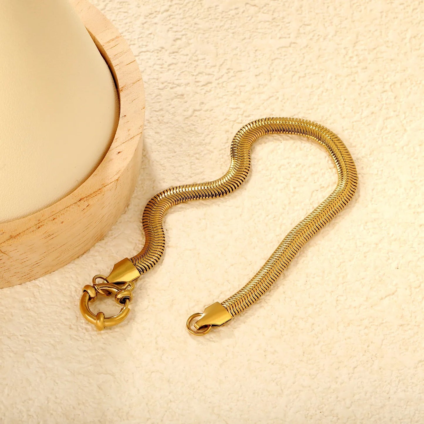 Minimalist Snake Chain Bracelet 304L Stainless Steel Gold 16cm