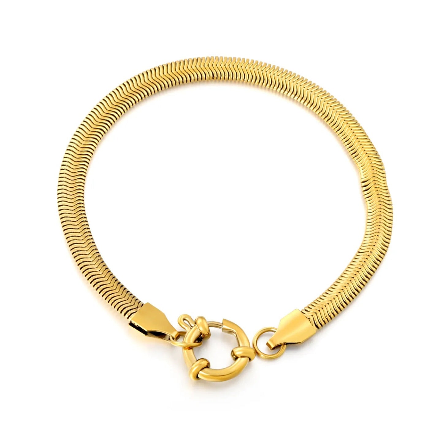 Minimalist Snake Chain Bracelet 304L Stainless Steel Gold 16cm