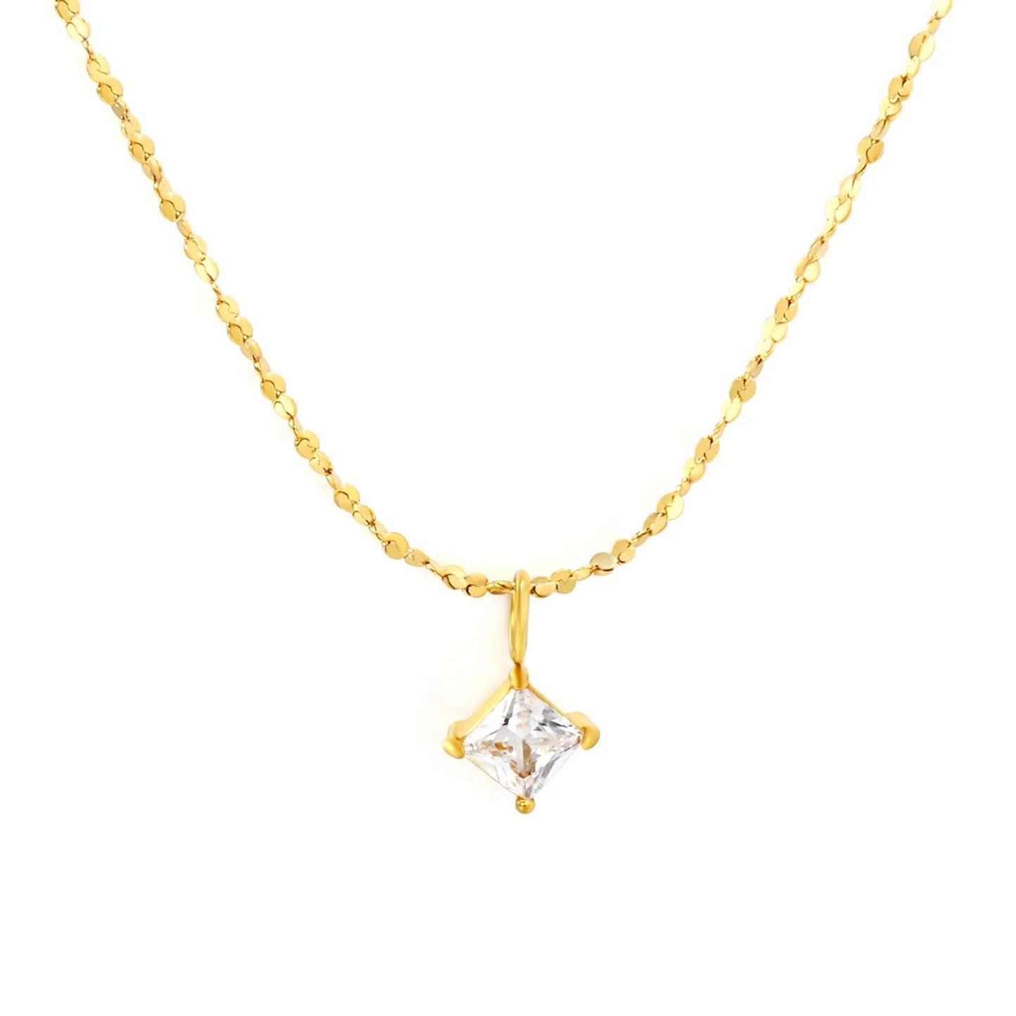 Minimalist Square Zircon Stainless Steel Shimmer Chain