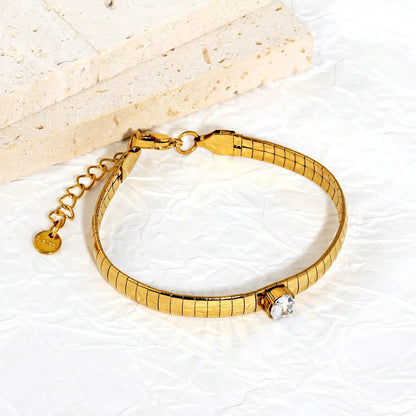 Minimalist Stainless Steel Snake Chain Zircon Bracelet