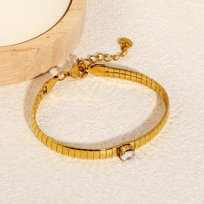 Minimalist Stainless Steel Snake Chain Zircon Bracelet