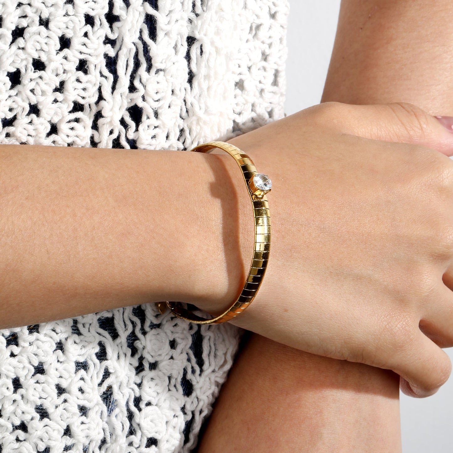 Minimalist Stainless Steel Snake Chain Zircon Bracelet