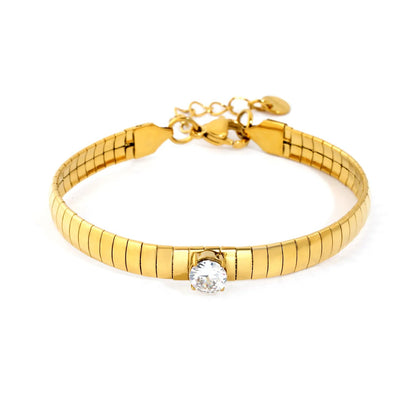 Minimalist Stainless Steel Snake Chain Zircon Bracelet