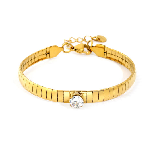 Minimalist Stainless Steel Snake Chain Zircon Bracelet
