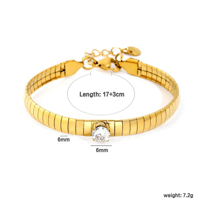 Minimalist Stainless Steel Snake Chain Zircon Bracelet