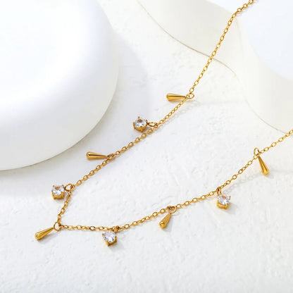 Minimalist Teardrop & Zircon Stainless Steel Dainty Chain