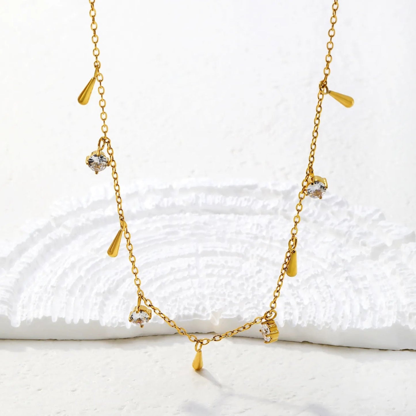 Minimalist Teardrop & Zircon Stainless Steel Dainty Chain