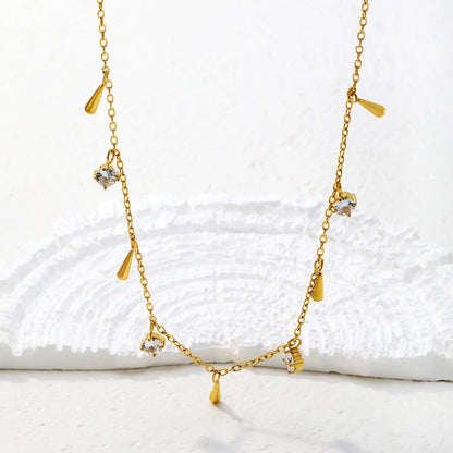 Minimalist Teardrop & Zircon Stainless Steel Dainty Chain