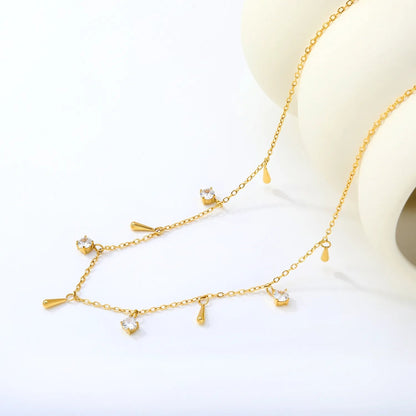 Minimalist Teardrop & Zircon Stainless Steel Dainty Chain