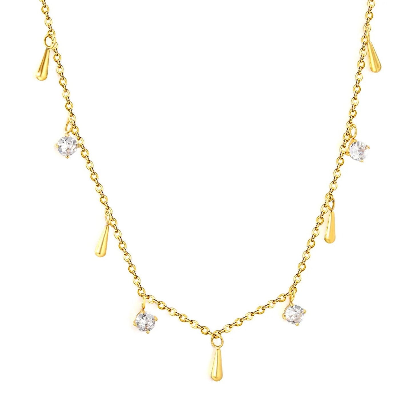 Minimalist Teardrop & Zircon Stainless Steel Dainty Chain