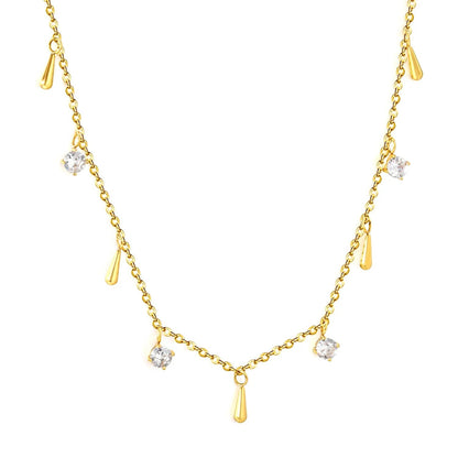 Minimalist Teardrop & Zircon Stainless Steel Dainty Chain