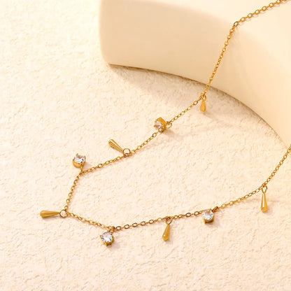 Minimalist Teardrop & Zircon Stainless Steel Dainty Chain